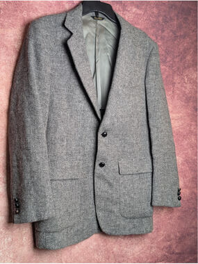Vintage Horne's Men's Gray Tweed Blazer 38R Wall Street Collection Sport